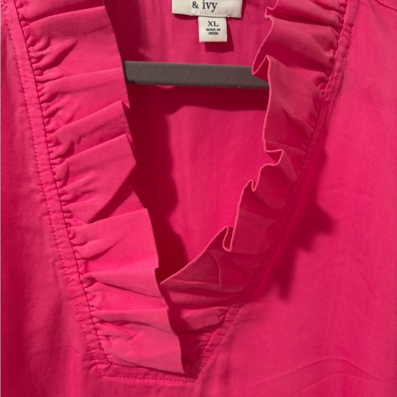 Crown & Ivy Pink Blouse with Elegant‎ Ruffle Details - Picture 1 of 2